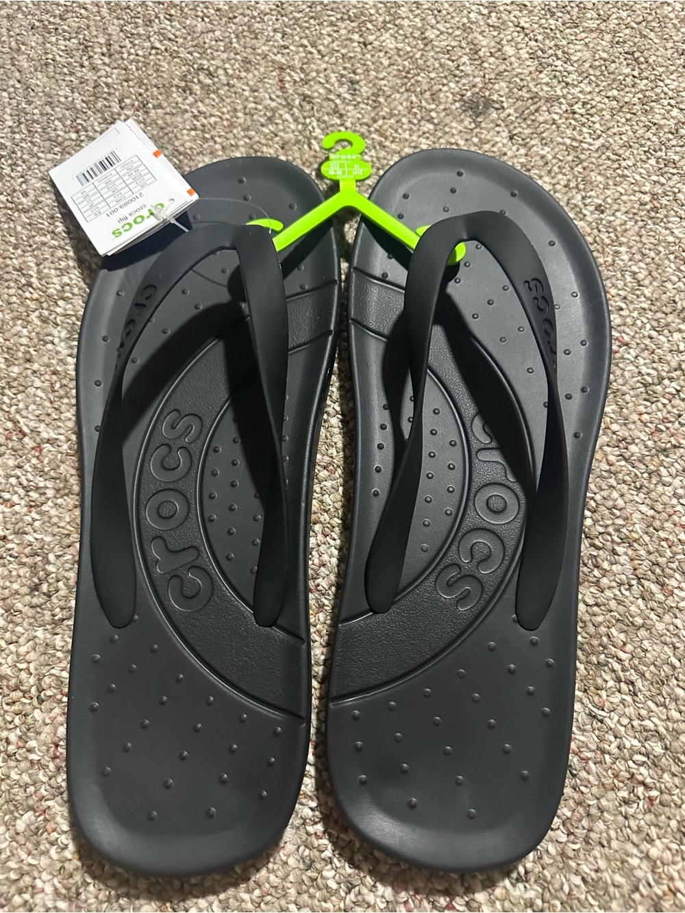 CROCS Men’s BLACK FLIP WATER FRIENDLY BEACH FLIP FLOP SANDALS Size 13